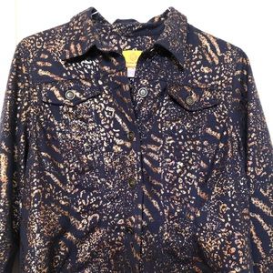 Navy Blue and Metallic Bronze Jacket